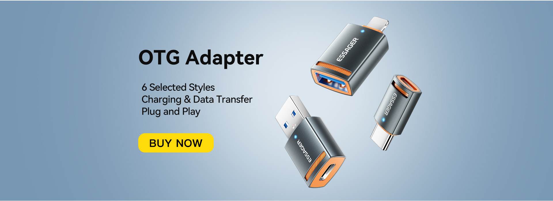 Plug In Micro USB OTG Adapter USB A C Lightning OTG Connector ESSAGER ES-OTG17 Series