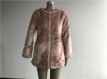 Long Mauve Ladies Faux Fur Coats Round Neckline Faux Fur Jacket TWS014531