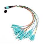OM3 24 Core MM Fiber Optic MPO , 0.9mm MPO To LC Fiber Cable