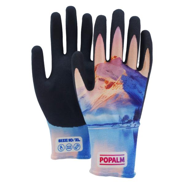 Lightweight Landscape Print Gloves Unisex Fit 15g Knit Latex Palm For Garden Diy