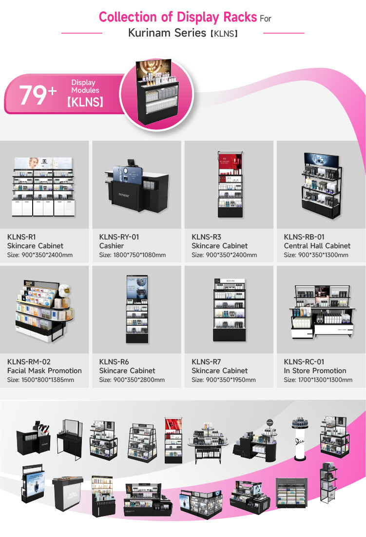 Cosmetic Display Furniture Integral Cashier Wall Cabinet For Makeup Shop Interior And Beauty Store Design