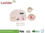Animal Word Print Firm Bamboo Childrens Dinner Set Biodegradable For Indoor And