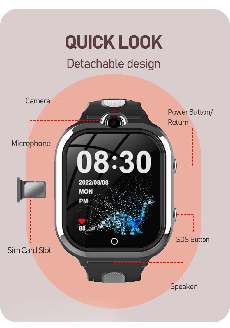 Eraysun Child Smart Watch GPS WIFI Positioning Video Call SOS Waterproof Camera Tracker Location Phone Watch 4g Kids Smart Watch