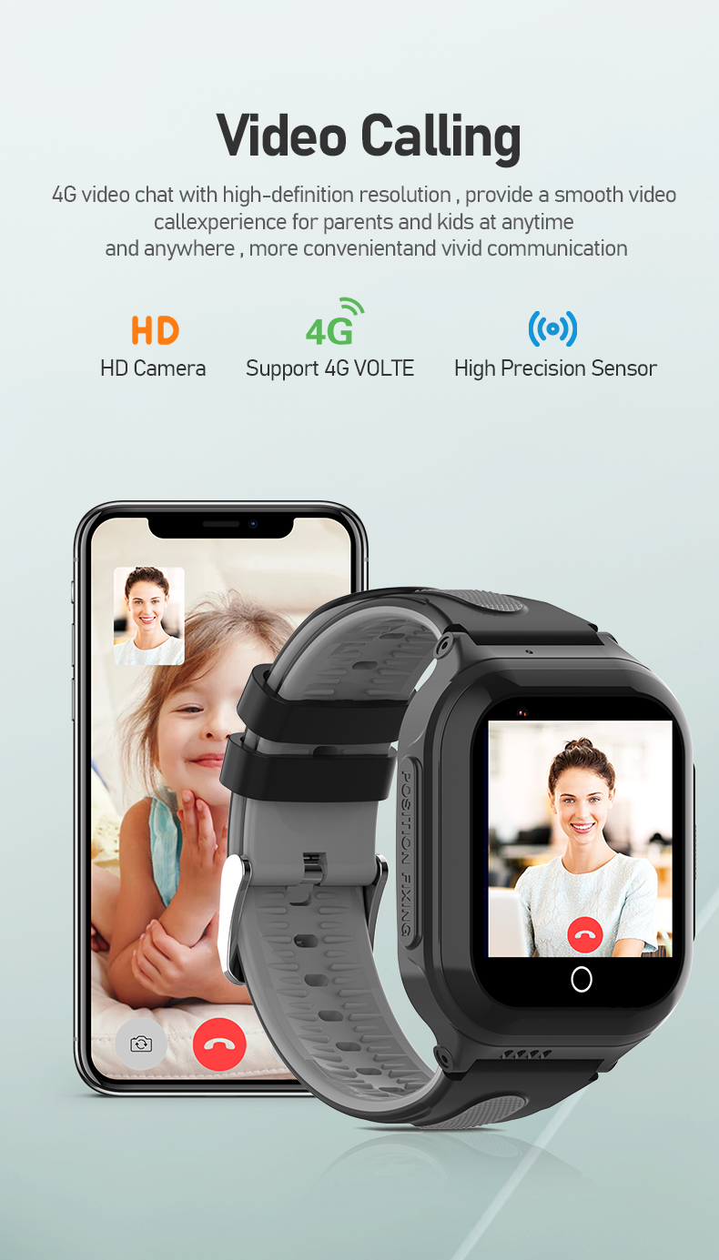 Eraysun Kids Boys Smart Watch 4G With Sim Card 1000mAh GPS WIFI Location Tracker SOS Video Call IP67 Smart Watch for Children