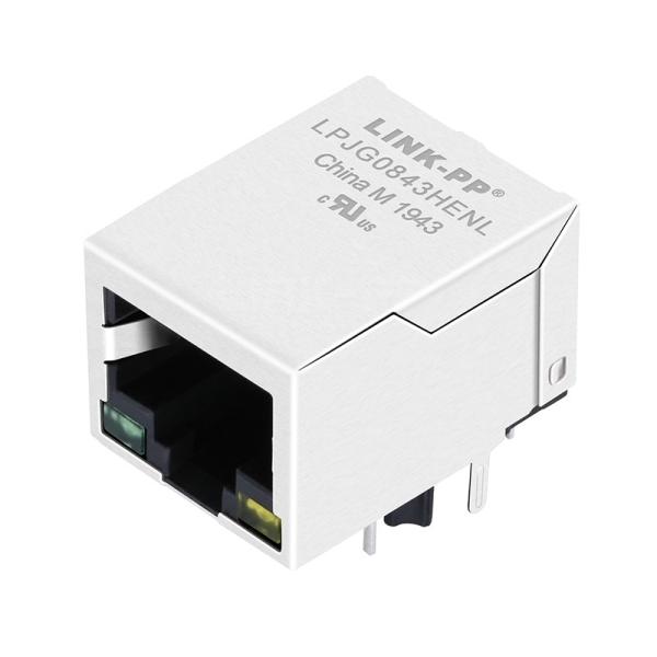 LPJG0843HENL 100/1000 Base-T Ethernet RJ45 Magnetic Jack Single Port Tab Down