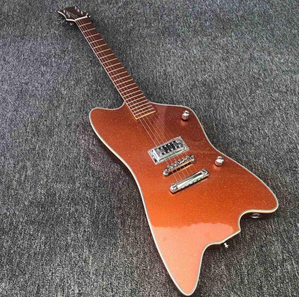 High quality electric guitar with Metallic orange gold dust paint on all parts