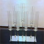 7 Arms Crystal Taper Candle Holders Event Table Decorations With Glass Tubes