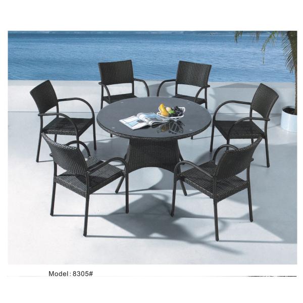 6pcs arm dining chairs with round table- 8305