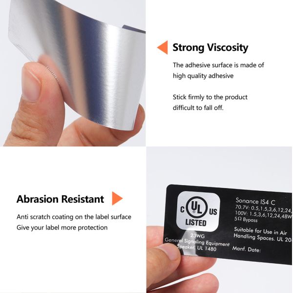 Metallic Matte Silver Polyester PVC Label Sticker For Electronic