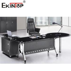 Wholesale 4 Legs Metal Feet Glass Corner Desk Assembly Required With Cabinet from china suppliers