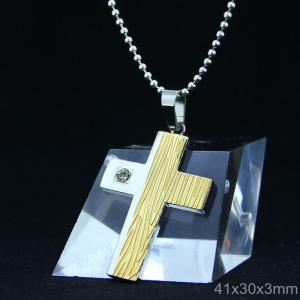 Wholesale Trendy Stainless Steel CZ Crystal Stones Inlay Cross Plus Symbol Necklace Pendant LDC86 from china suppliers