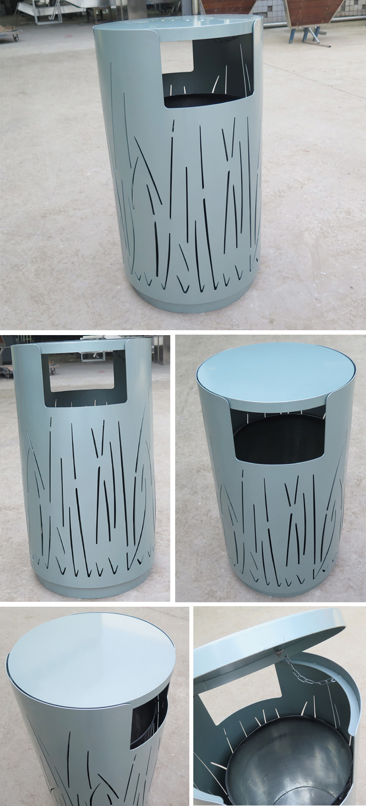 Round Street Furnitures D493mm H850mm Outdoor Litter Bins