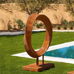 Wholesale Outdoor Rustic Modern Abstract Large Ring Corten Steel Metal Art Sculpture from china suppliers