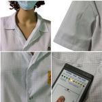 2.5mm Gird T-Shirt Industrial Work Clothes For Cleanroom ESD Antistatic