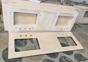 China Double Sink Marble Bathroom Sink Tops , Cream Marfil Marble Stone Countertops on sale