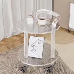 Clear Assembled Acrylic Rolling Cart With Wheels For Dinning Room Bedroom