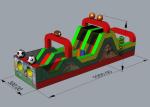 Colorful Soccer Massive Inflatable Obstacle Course For Kids 0.55mm PVC Material