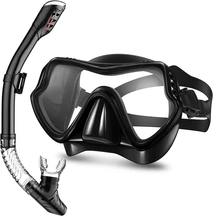 High Quality Adult Snorkel Diving Scuba Set With Anti-Fog Coated Glass Purge Valve And Anti-Splash Silicon Mouth Piece