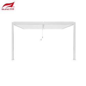 Wholesale SUNC 3x3m White Wall-mounted Aluminium Manual Louvered Pergola Outdoor Windproof Waterproof from china suppliers