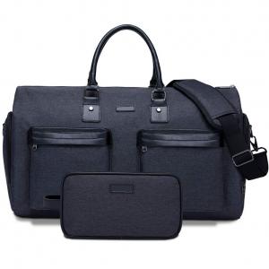 China Oversized Travel Shoulder Bag Waterproof Canvas Genuine Leather Weekend Bag Overnight Handbag on sale