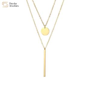 Wholesale SS Double Layer Choker Necklace , Bar Coin Pendant Clavicle Chain Necklace from china suppliers