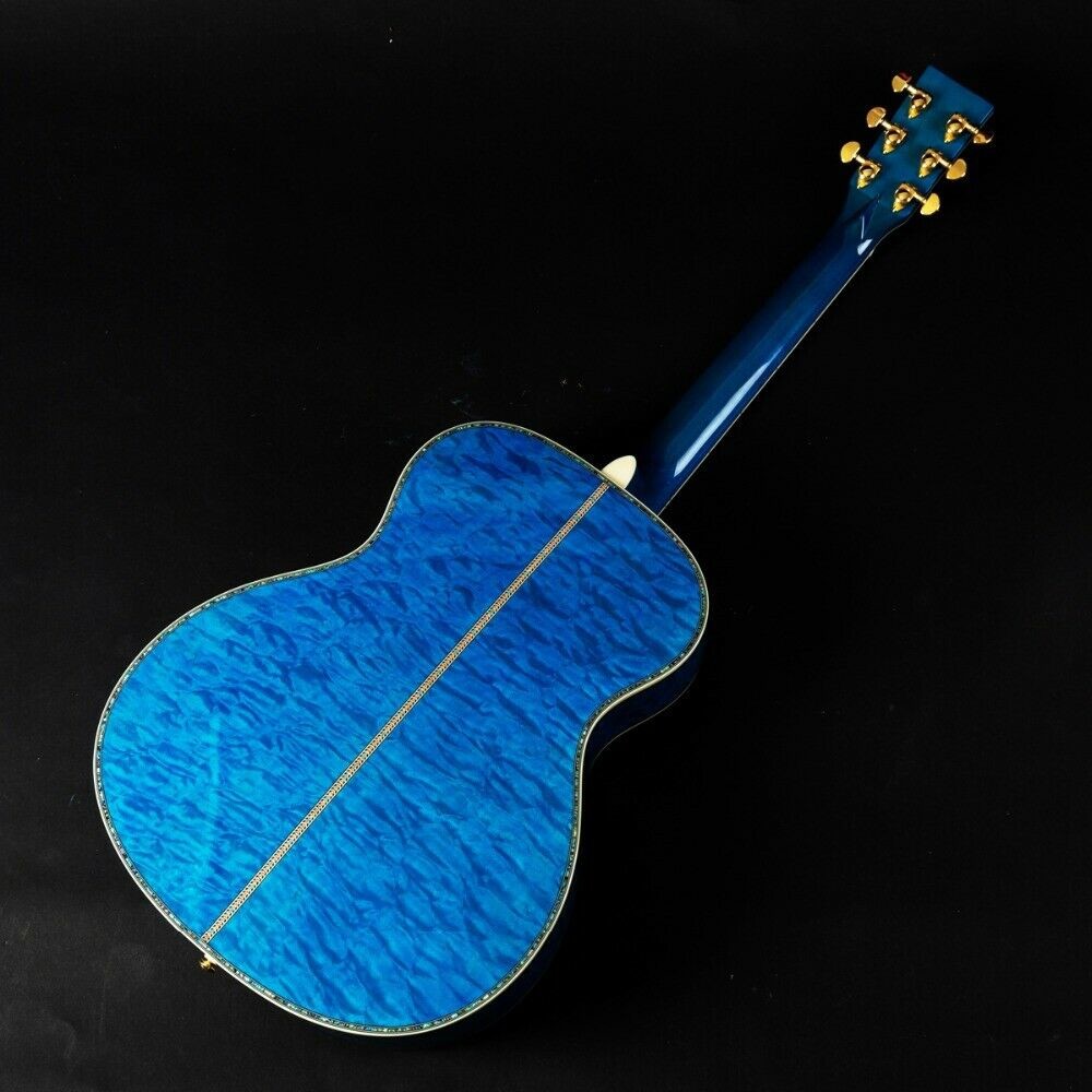 Abalone Blue Solid spruce top 40 inch OM style acoustic guitar Burst maple back