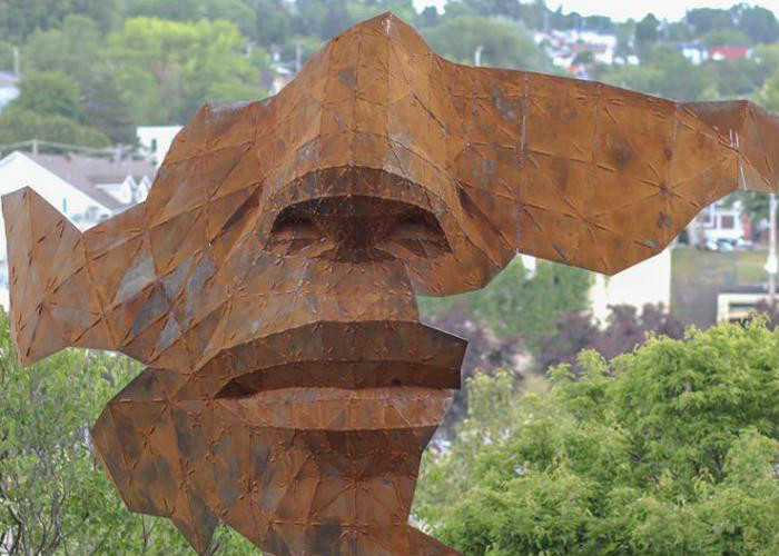 Outdoor Rusty Corten Steel Face Sculpture For Landscape