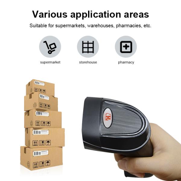 Durable Wireless Handheld Barcode Scanner Laser 1d Bar Code Scanner for Windows Mac Linux