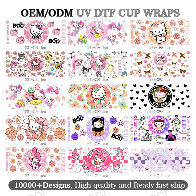 UV DTF Cup Wrap Transfer Stickers For Cartoon Wipe Off Stickers Waterproof Crafting Cup Decal For Cups Furniture Craft