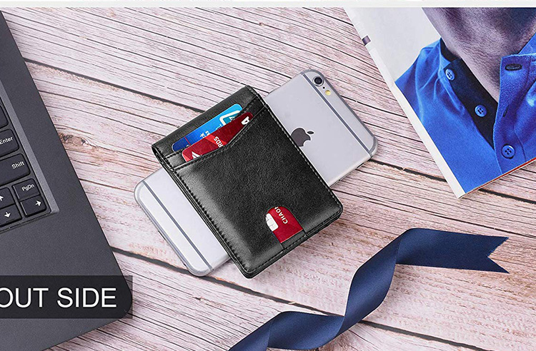 Men's Crazy Horse Leather Multi-card Bank Card Holder with Zipper and RFID Protection