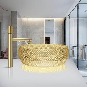 Wholesale Italy Design Crystal Glass Vessel Basins Yellow Color Bathroom Vanity Sink from china suppliers