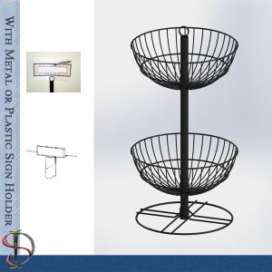 Wholesale Wire Basket Counter with sign holder / Metal Display Rack with wire baskets for brand gifts / POP display stand from china suppliers