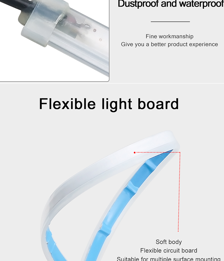 Emergency Car Headlight LED Tube Strip Double Color 300mm 450mm 600mm