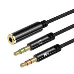 High Quality Nylon Braided Splitter 1 Female to 2 Male Headset 3.5mm Jack Audio