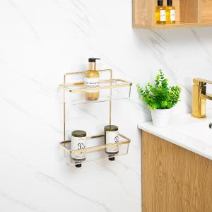 Wholesale 2 Tiers Iron Wire Bathroom Shower Caddy ，Suction Cup Shower Shelf Supplier from china suppliers