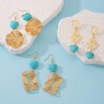 Fashion Irregular Geometric Spiral Line Turquoise Earrings For Women, Designer