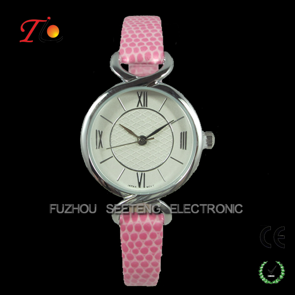 Beautiful thin gold color lady wrist watch with shell dial face