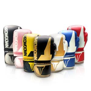 Wholesale Antibacterial Professional Boxing Gears Gold Plain Pu Leather Training Boxing Gloves from china suppliers