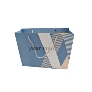 Wholesale Craft Paper Small Blue Custom Paper Shopping Bags With Ribbon from china suppliers