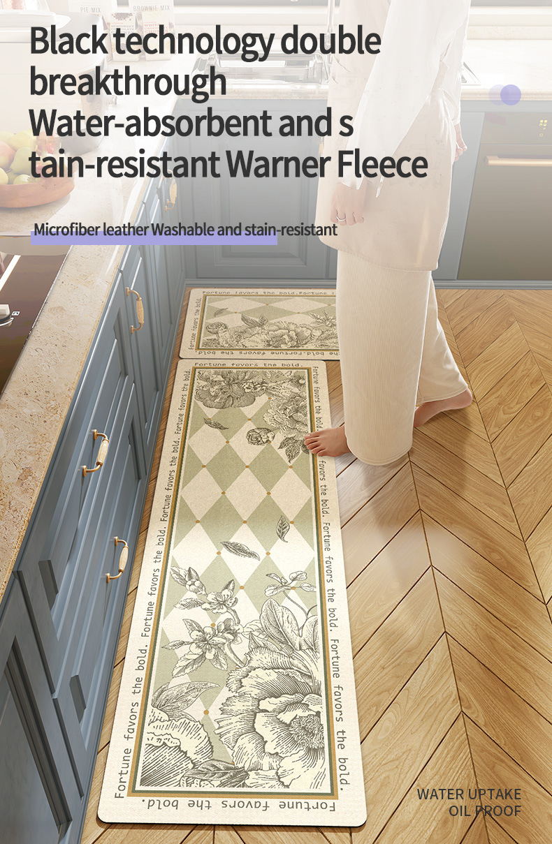Non Slip Waterproof Kitchen Door Rug Mat for Anti Fatigue Washable Teppich Floor Mat