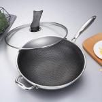 Custom OEM/ODM Kitchen Honeycomb Frying Pan 18/8 Stainless Steel Frypan Non
