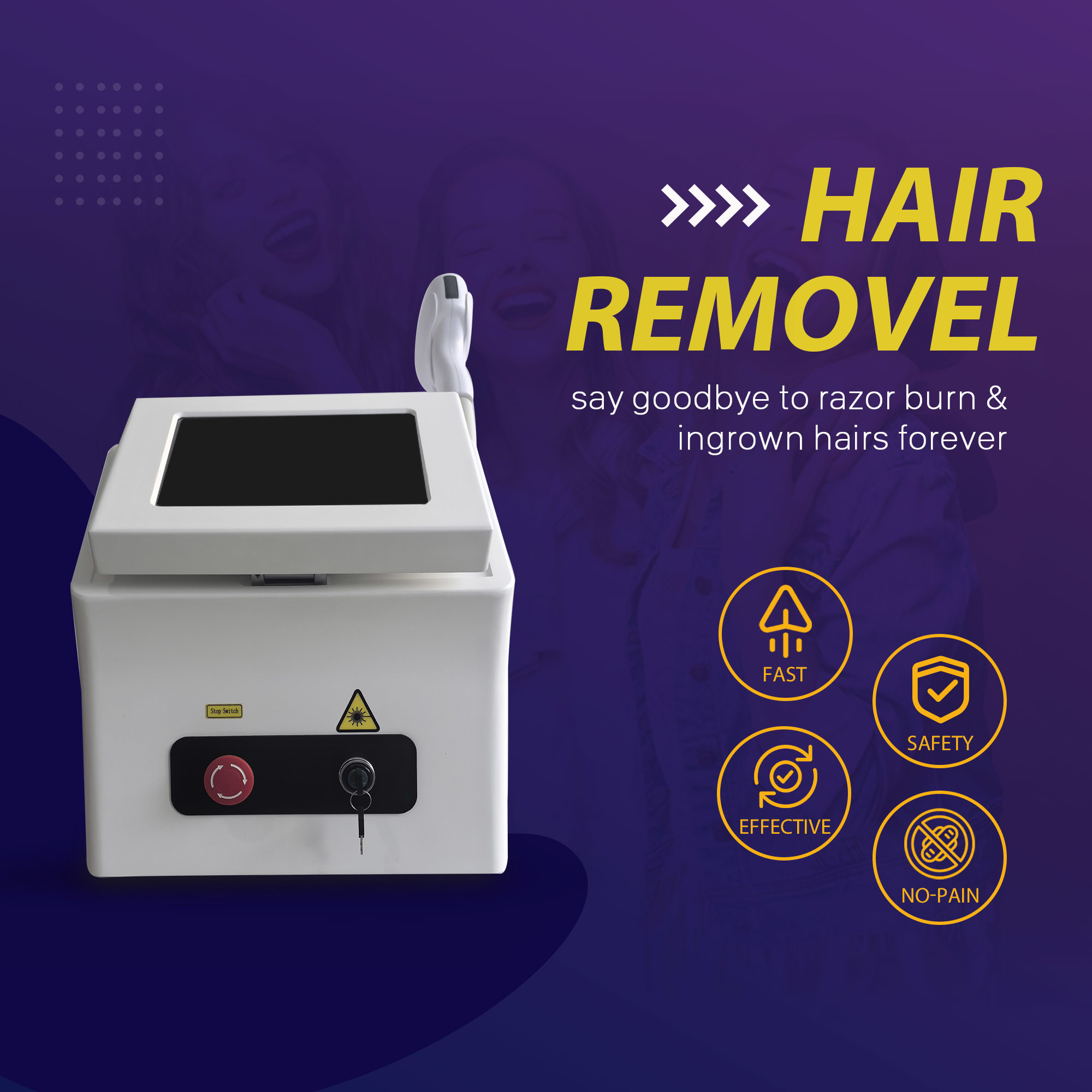 Advanced Triple Wavelength Diode Laser Hair Removal Machine Skin Friendly Technology With 755nm