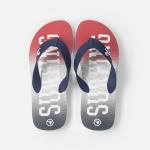 Mens PVC Lightweight Black Thin Strap Flip Flops With EVA Sole