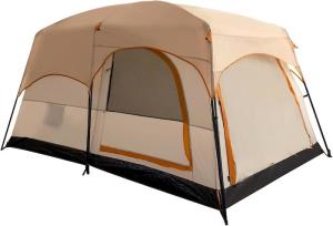 Wholesale 4-Person 3.3*2.1*1.85M Outdoor All Weather Khaki Waterproof Coated Polyester 2-House Design Camping Tent from china suppliers