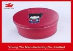 Red Aluminum Round 135 x 80 MM Cookie / Biscuits Gift Tins 0.23 MM Custom