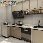 Complete Plywood PVC Kitchen Cabinet with Modern Black Island Design made in by