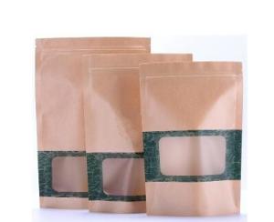 Wholesale Stand Up k Packaging Brown Or White Small Kraft Paper Bag With Clear Window from china suppliers