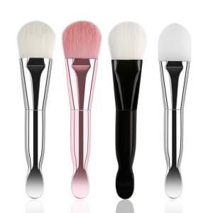 Wholesale Double Use Nylon Silicone Facial Mask Applicator Makeup Brush White Vegan Face Mask Brush For Makeup from china suppliers