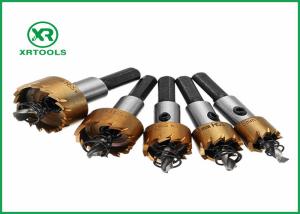 Wholesale M35 Gold Coated HSS Hole Saw , Three Flat Shank 6mm Hole Saw 18 Degree Split Teeth from china suppliers