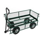 Green Four-wheel Metal Mesh Garden Wagon Cart for Hand Carts Trolleys
